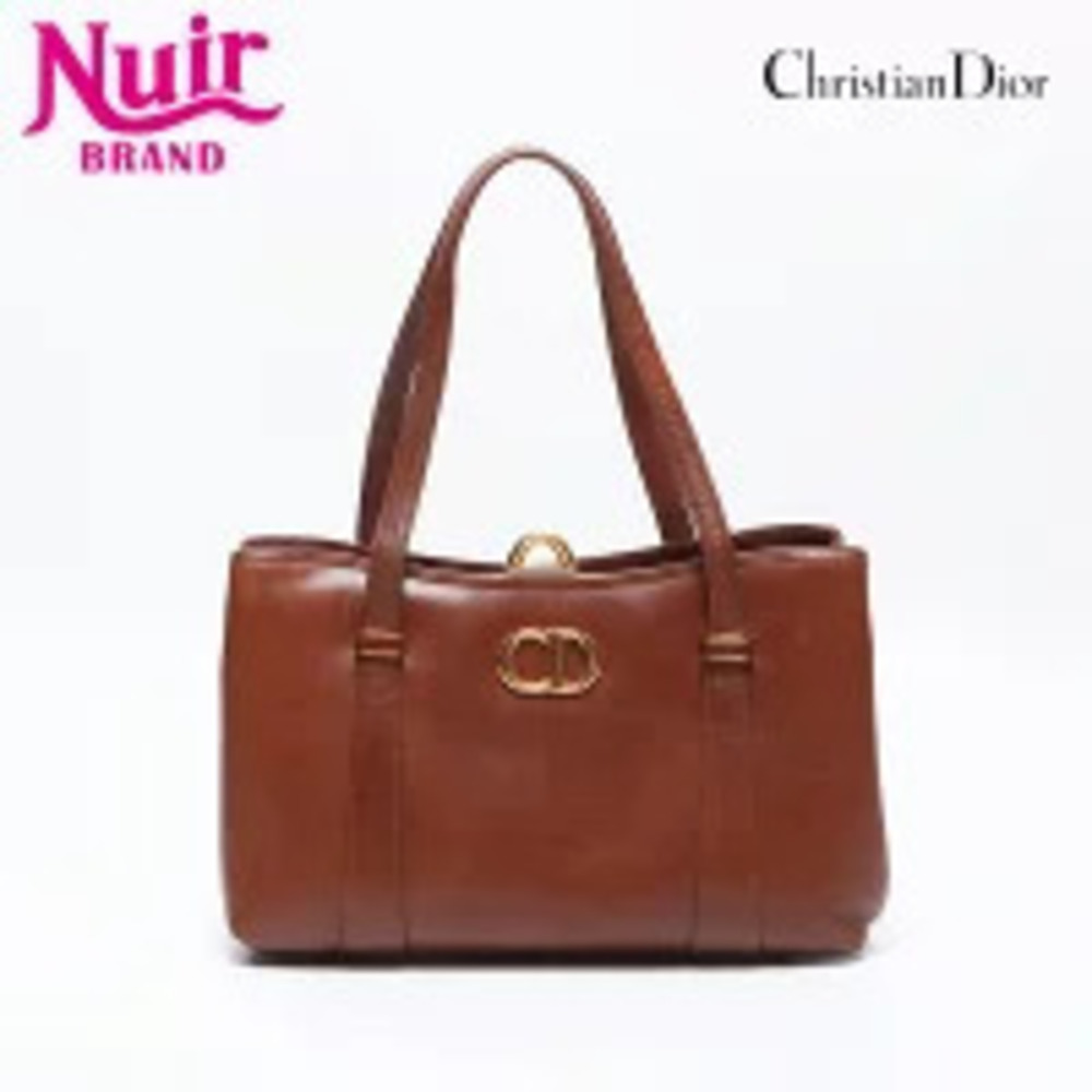 Christian Dior Leather Logo Handbag Brown